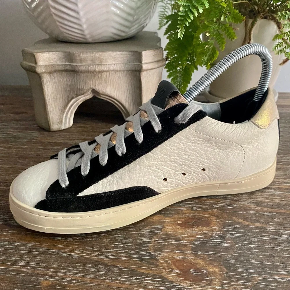 P448 John Delhisil Sneakers Lace Up Low Top Leather Shoes Women’s EU 37 /‎ US 7